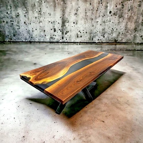 Black epoxy wood table - epoxy,