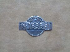 ANNÉE 1899 - RARE PLAQUE FISCALE DE VÉLO - EN LAITON TEINTE ARGENTÉE - NON POSÉE