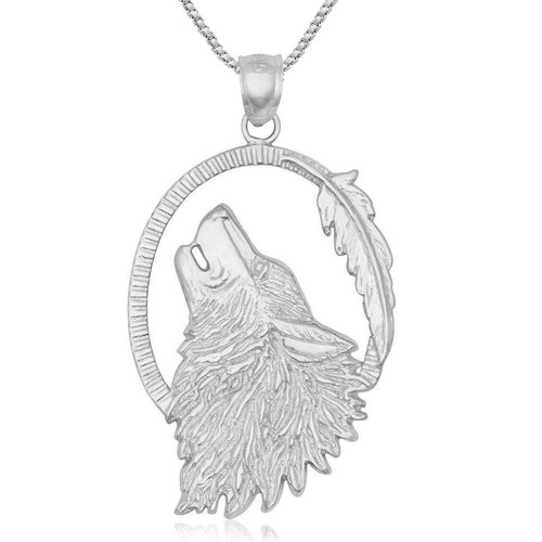 Argent sterling loup pendentif - argent,
