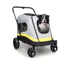 Poussette Chien Chat XXL Chariot De Transport 4 Roues Tout Terrain Pliable