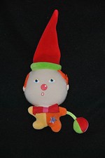 Peluche COROLLE  Doudou Clown Lutin Orange Jaune Etoile Bonnet Grelot 14 cm TTBE