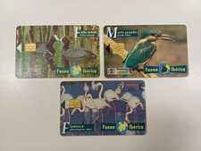 3 télécartes Espagne à Puce Fauna Ibérica Oiseau Flament Rose Martin Pêcheur TTB