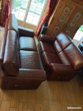 ensemble 2 canapés et un fauteil Cuir Center en cuir buffle couleur marron 