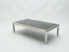 Grande table basse chrome laiton Flaminia par Willy Rizzo 1970