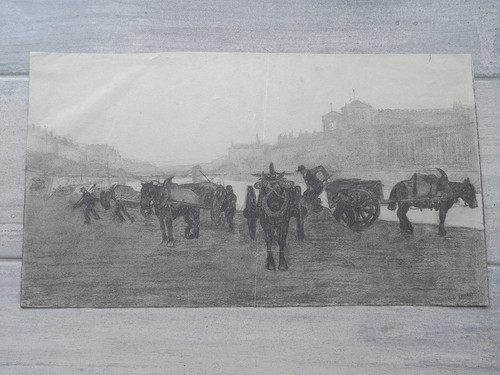 Dessin ancien vue ville - ancien,