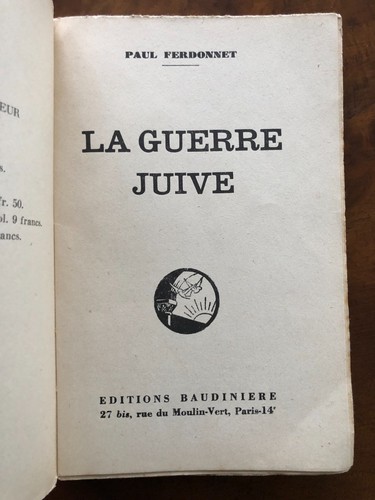 Paul ferdonnet guerre juive - paul, la