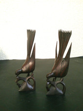 OISEAUX ART DECO EN BOIS SCULPTE ESSENCE MACASSAR LA PAIRE