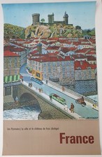 Demonchy France - La ville et le Chateau de Foix	1952 Affiche Originale Tourisme