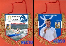fanion wimpel pennant JEUX OLYMPIQUES PARIS 2024 SLALOM CANOE NICOLAS GESTIN