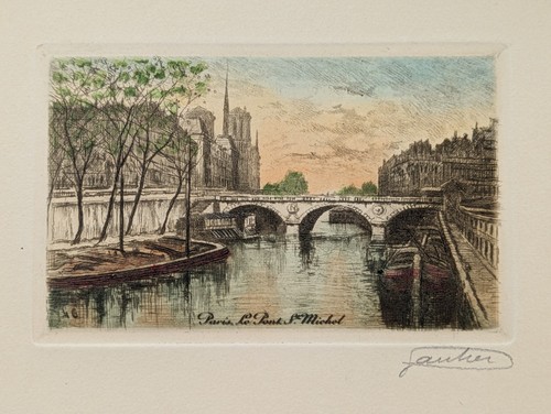 Gravure paris pont saint - paris,