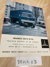 Magirus-Deutz 210 D19FS tracteur caractéristique prospectus camion poids lourd