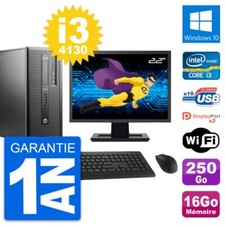 PC Tour HP 600 G1 Ecran 22" Intel i3-4130 RAM 16Go Disque 250Go Windows 10 Wifi