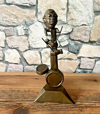 jolie sculpture contemporaine bronze musicien jouant de la batterie jazz déco ++