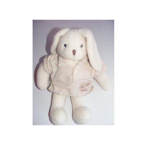 Doudou lapin ecru bande - doudou,