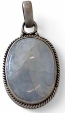 magnifique pendentif en argent avec important cabochon en Pierre De Lune