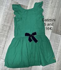 Catimini 5 ans fille : Robe verte noeud été tbe
