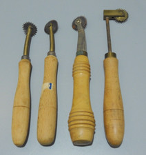 -4 ROULETTES Manches BOIS OUTIL de COUTURIERE TRAVAIL du CUIR PATRON   D