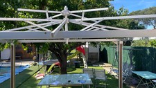pergola structure + toile + rideaux