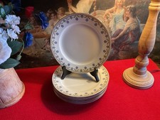 LIMOGES - A. LANTERNIER  - 6 ASSIETTES PLATES 24,5 CM - DÉCOR AUX BARBEAUX - TBE