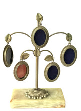 Ancien porte photos arbre métal 6 cadres pied marbre