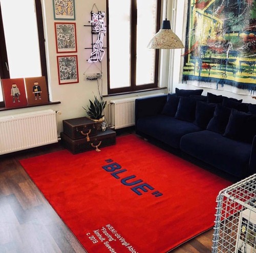 Ikea virgil abloh blue rug - x,