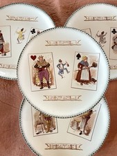 4 Assiettes à Dessert terre de Fer HB Choisy Le Roi Cartes à Jouer