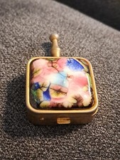 boîte A Pilule Ancienne Laiton Emaux Limoges Art Deco Vintage Design 