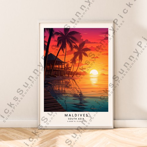 Maldives voyage affiche mural - voyage,