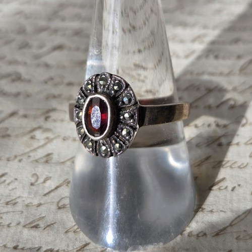 Bague vintage argent grenat - vintage,