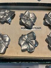 étains Du Manoir  6 (12) porte couteaux Fleur Vintage 1960