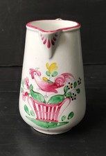 CREMIER POT A LAIT FAIENCE KG LUNEVILLE DECOR AU COQ PEINT MAIN 1900