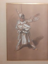 tableau ancien lavis brun sur