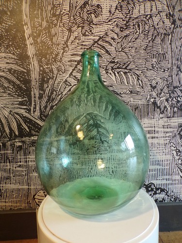 Ancien bonbonne verre soufflé - ancien, verre-soufflé