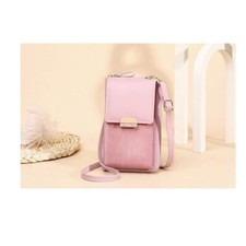 Sac Rose En Bandoulière En Cuir Femme Pochette Portable Téléphone Rangement