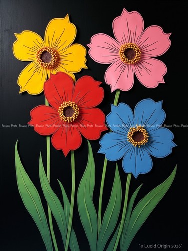 Photo fleurs graphiques pop - a4,
