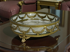 Noble Bol Coupe en Verre Plateau pour Gâteaux Avec Laiton Antique Aspect