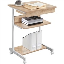 Bureau d'Ordinateur Table Informatique Portable Roulant Poste de Travail Chambre