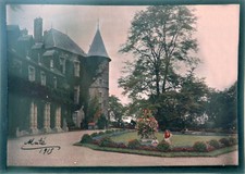 Autochrome Daté 1915 & Signé Femmes Parc du Château de Bruyère le Châtel 13x18cm