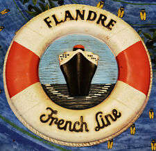 BOUÉE DE SAUVETAGE PUBLICITAIRE EN PLATRE ♦ Paquebot « FLANDRE FRENCH LINE »