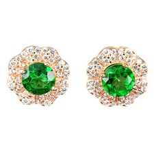 925 Argent Sterling Surface Revêtu Rond Topaze 6mm Simulé Boucles D'Oreilles Cz