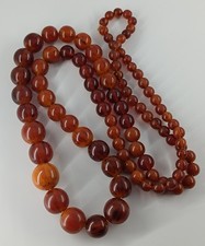 Collier ancien bakélite ambre cognac 106g 100cm vintage phenolic resin necklace