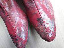 AZUREE bottes luxe T 38 impression sur textile rouge bordeau BE