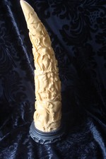 Défense d'éléphant,en résine sculptée,déco singes,animaux,imitation,collection