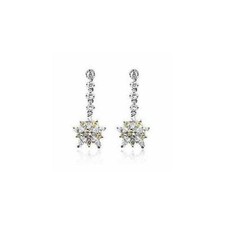 925 Argent Jaune & Zircon Transparent Fleur Oreille