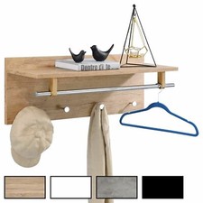 Porte-manteaux penderie murale 1 étagère 4 crochets et 1 tringle en métal chromé