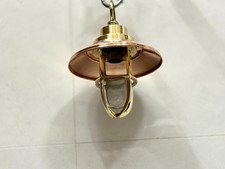 Plafonnier rétro abat-jour en cuivre - suspension industrielle cloison en laiton