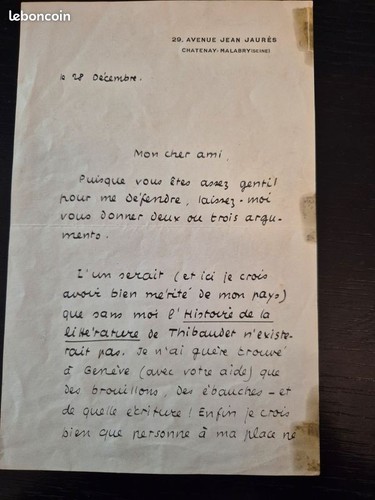 Tres belle longue lettre de - tres, et