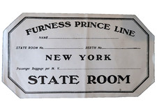 Furness Prince Line New York Ancien Etiquette à Bagage 19,5cm Luggage Cruise Tag