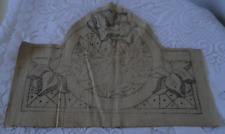 Toile imprimée à broder ancienne lot de 3 en lin écru début 20ème