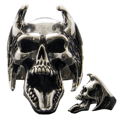Anneau devil skull argent 925 - devil,